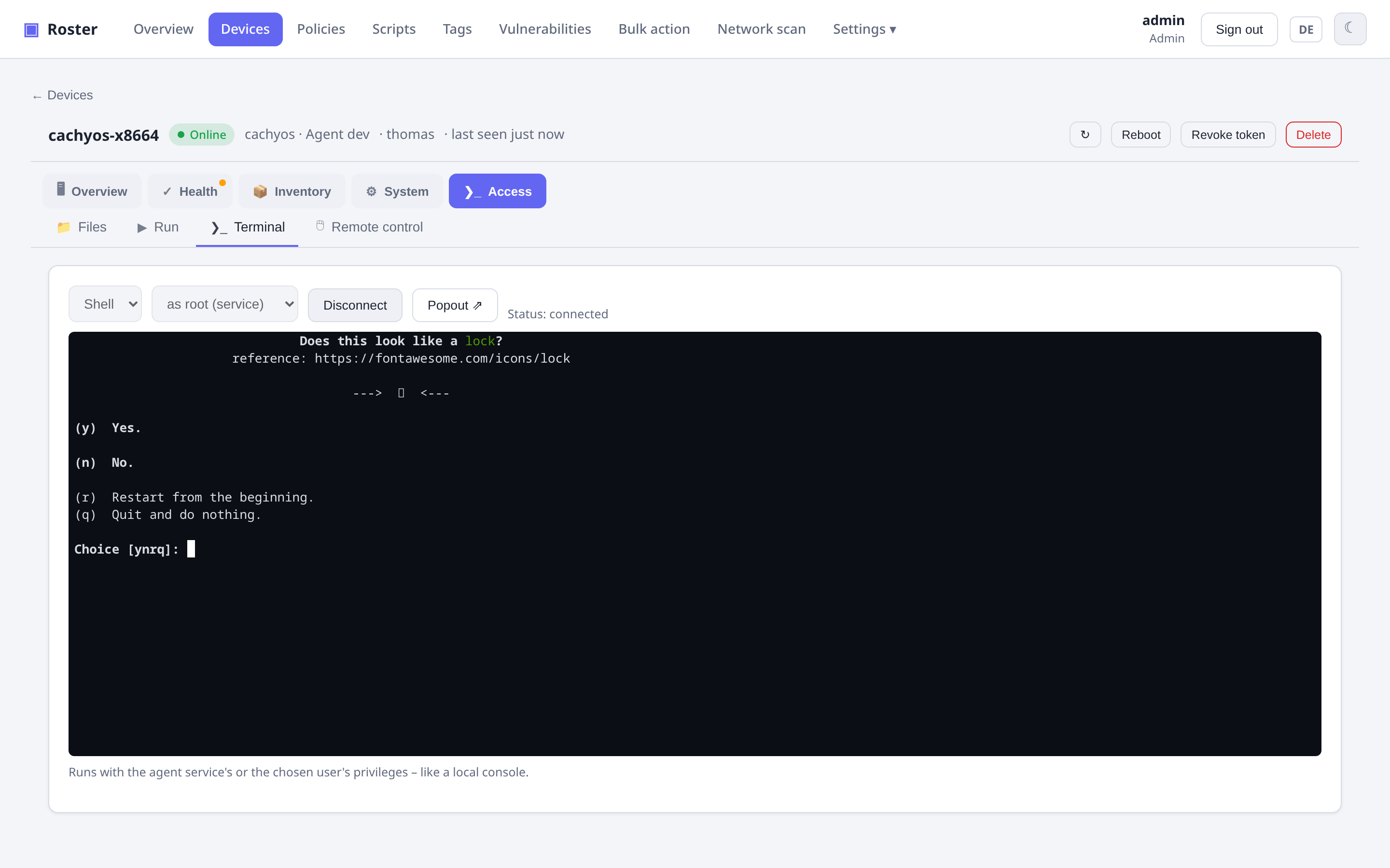 Interactive terminal in the browser